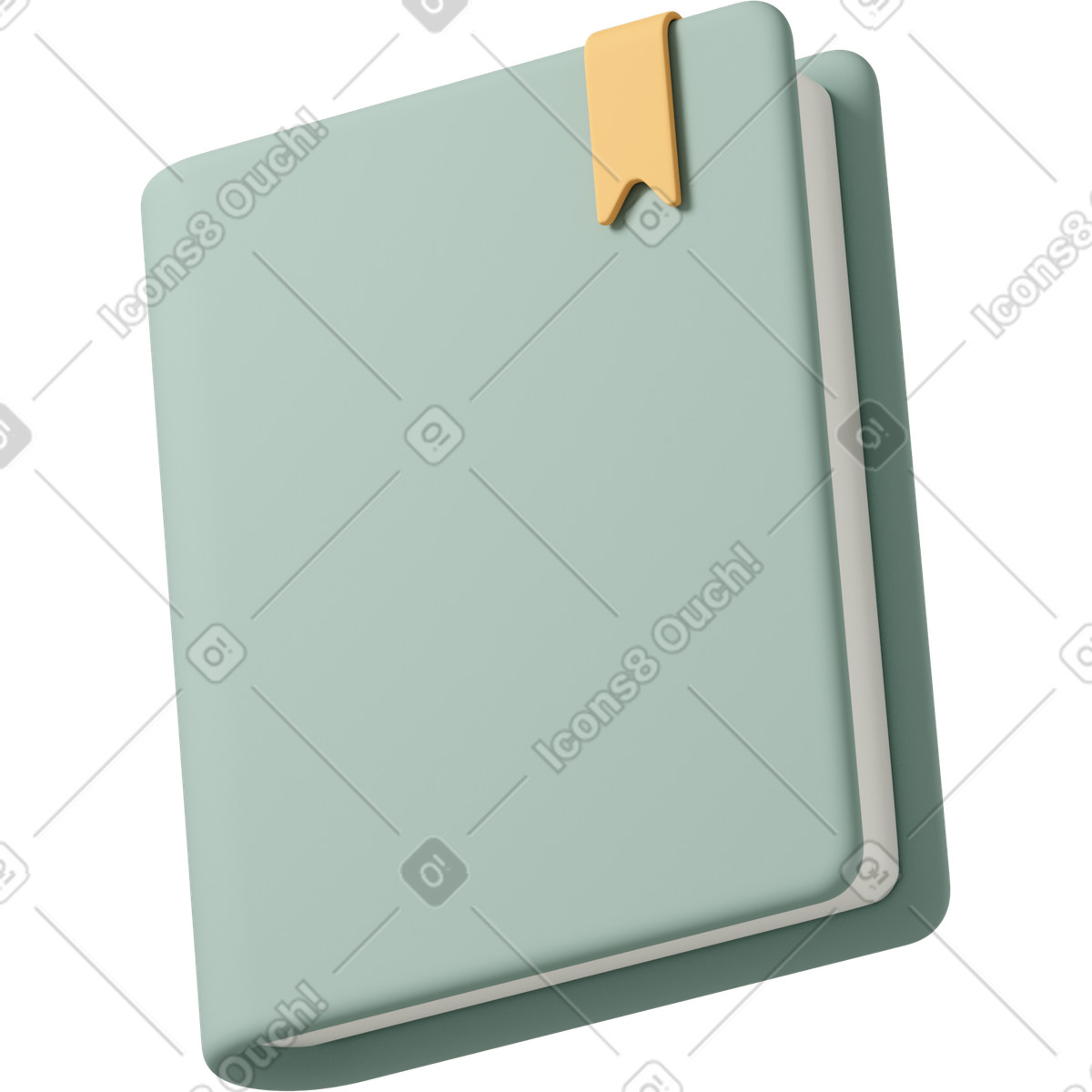 Green notebook with orange bookmark-Illustration im 3D Casual life-Stil als Download in PNG, SVG