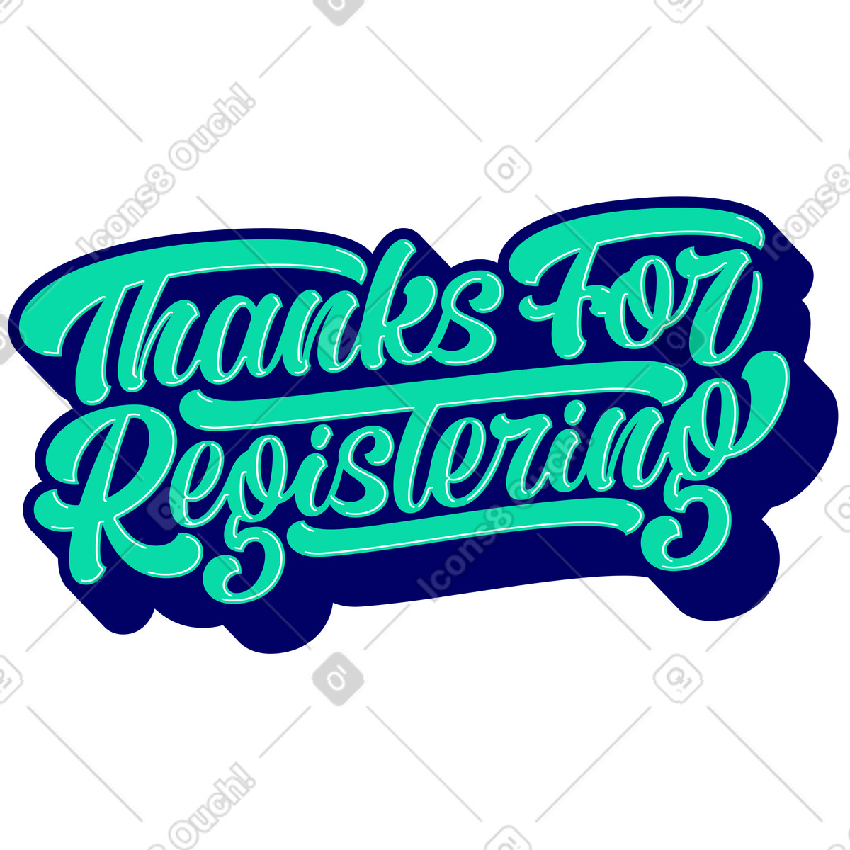 Lettering thanks for registering with shadows text illustration in style download in PNG, SVG