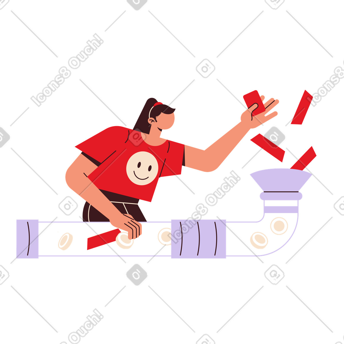 下载 Folks 风格的 有钱管的女孩 插画，支持 PNG、SVG 格式