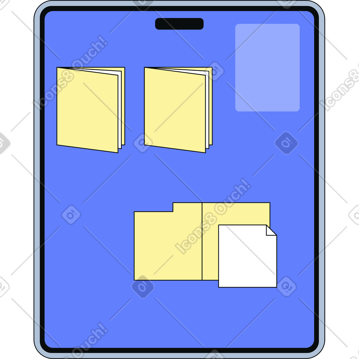 Tablet che visualizza le cartelle dei file illustrazione in stile Teko scarica in PNG, SVG