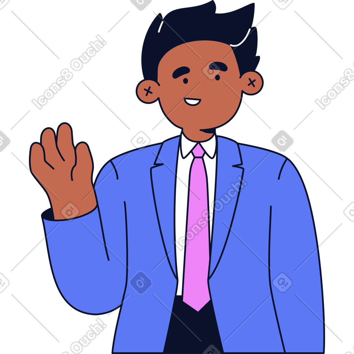 Man waving his hand illustration in Flexy style download in PNG, SVG