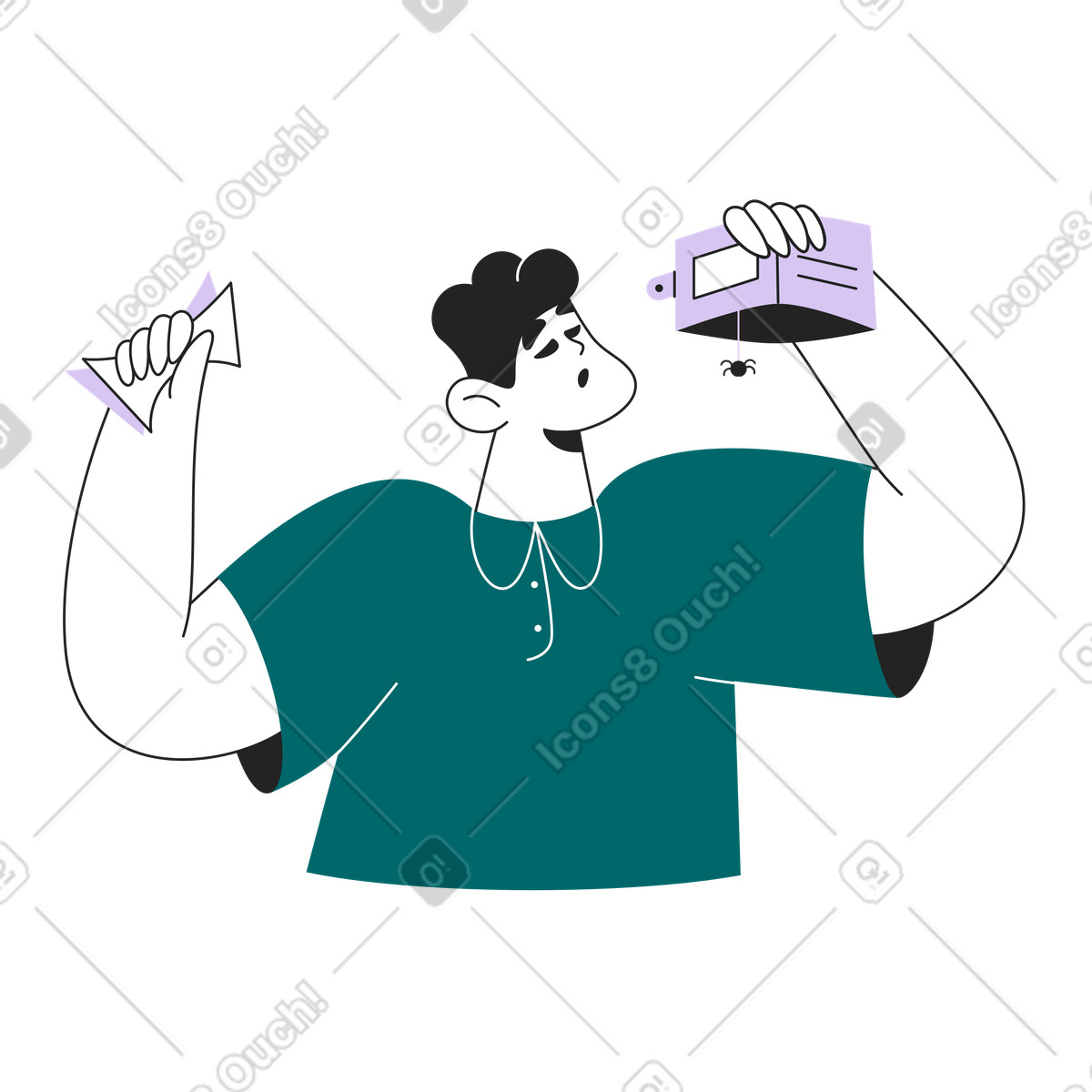 Ilustración Empty wallet, Money management or budgeting issue en estilo Sammy Line a descargar en PNG y SVG