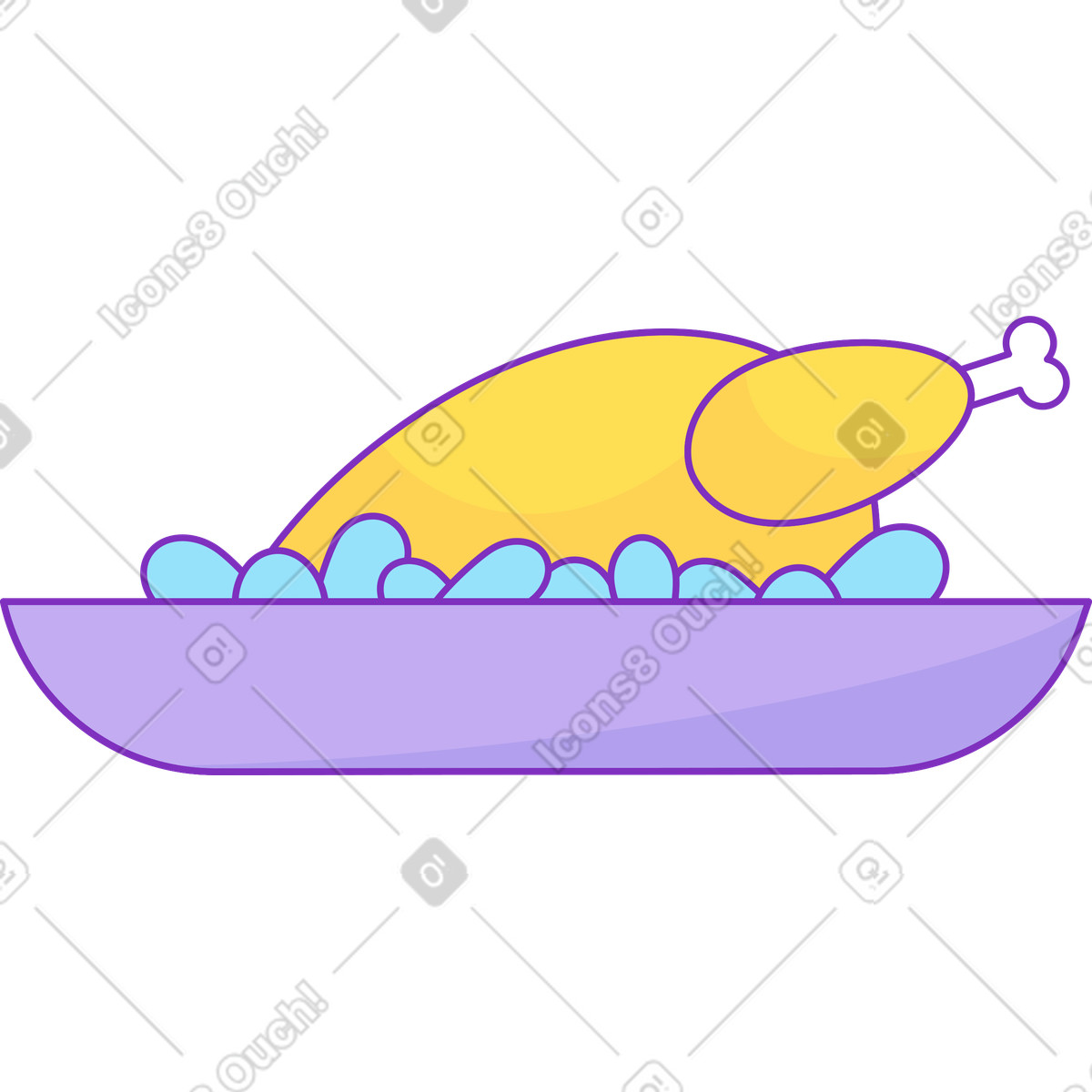 Ilustración Pavo en platos estilo Elastic a descargar PNG y SVG