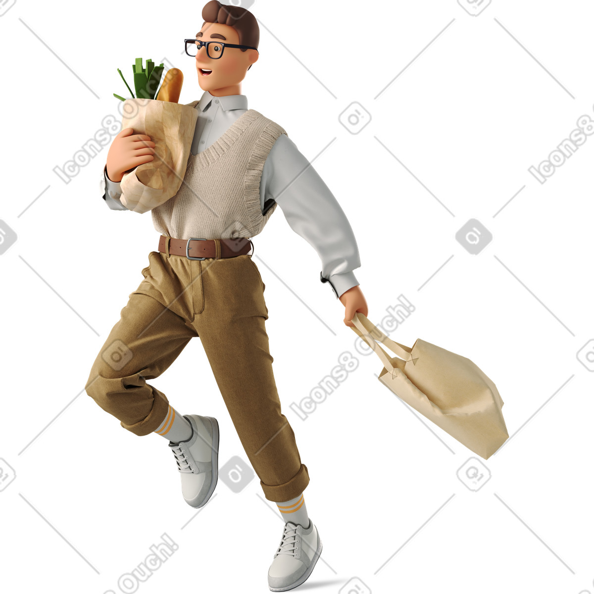 Ilustración Young man with shopping en estilo 3D Business a descargar en PNG y SVG