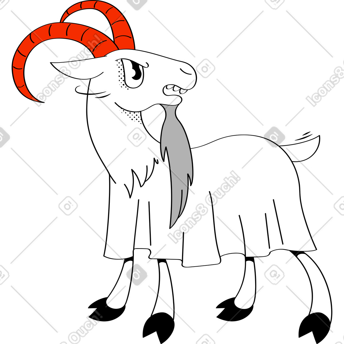 Mountain goat illustration in Looney style download in PNG, SVG