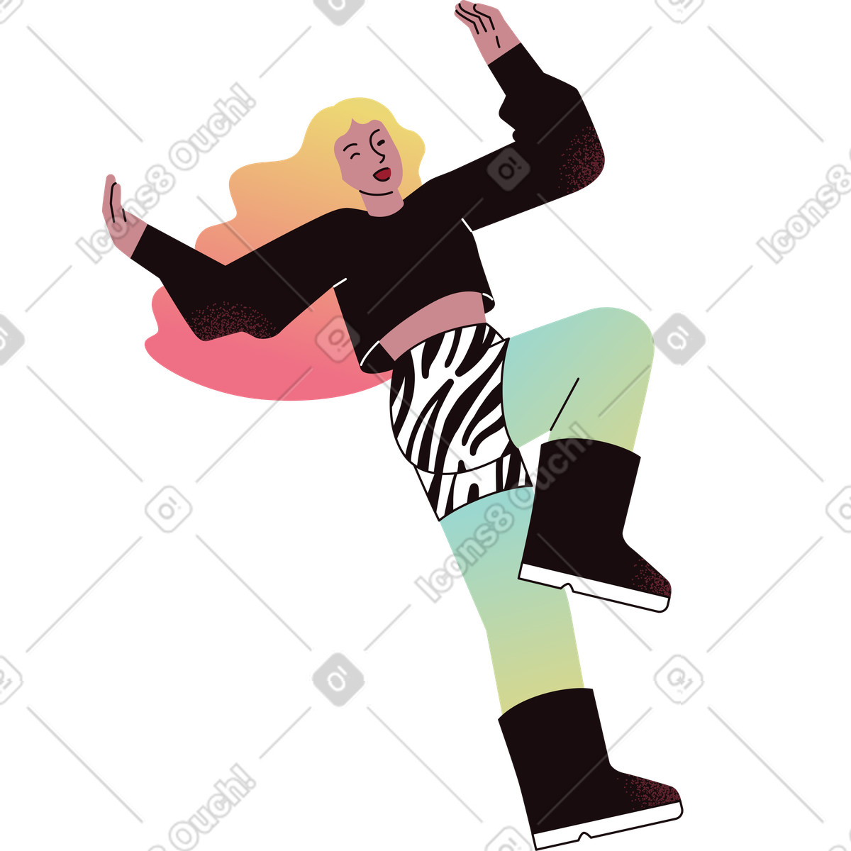 Ilustração de Mulher feliz em no estilo Delight para baixar em PNG, SVG