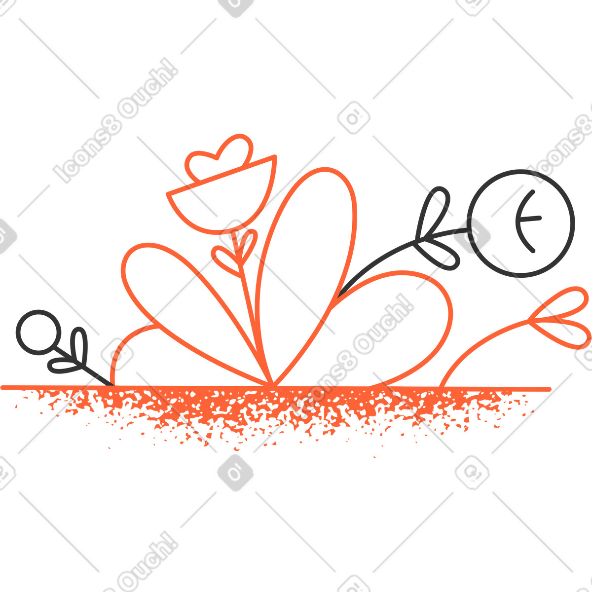 Composizione di piante illustrazione in stile Crayon scarica in PNG, SVG