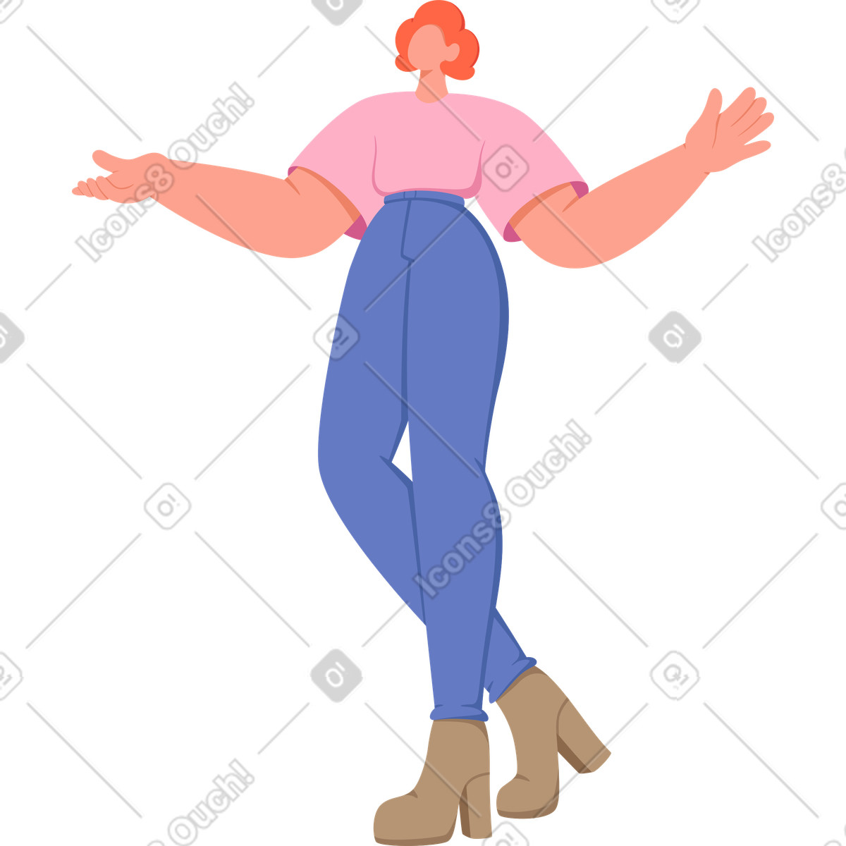 Frau mit ausgestreckten armen-Illustration im Social-Stil als Download in PNG, SVG