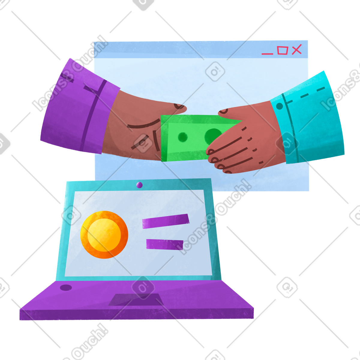 Bonbon 스타일의 Online money transfer, Digital transaction and finance 일러스트레이션 PNG, SVG 다운로드