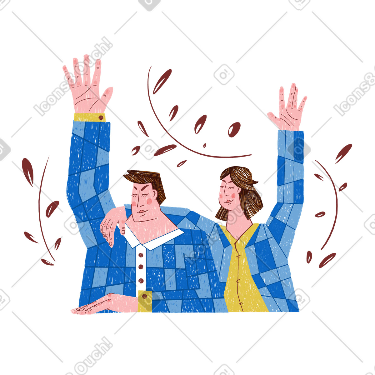 Welcoming man and woman waving illustration cartoon clipart vector graphics SVG download