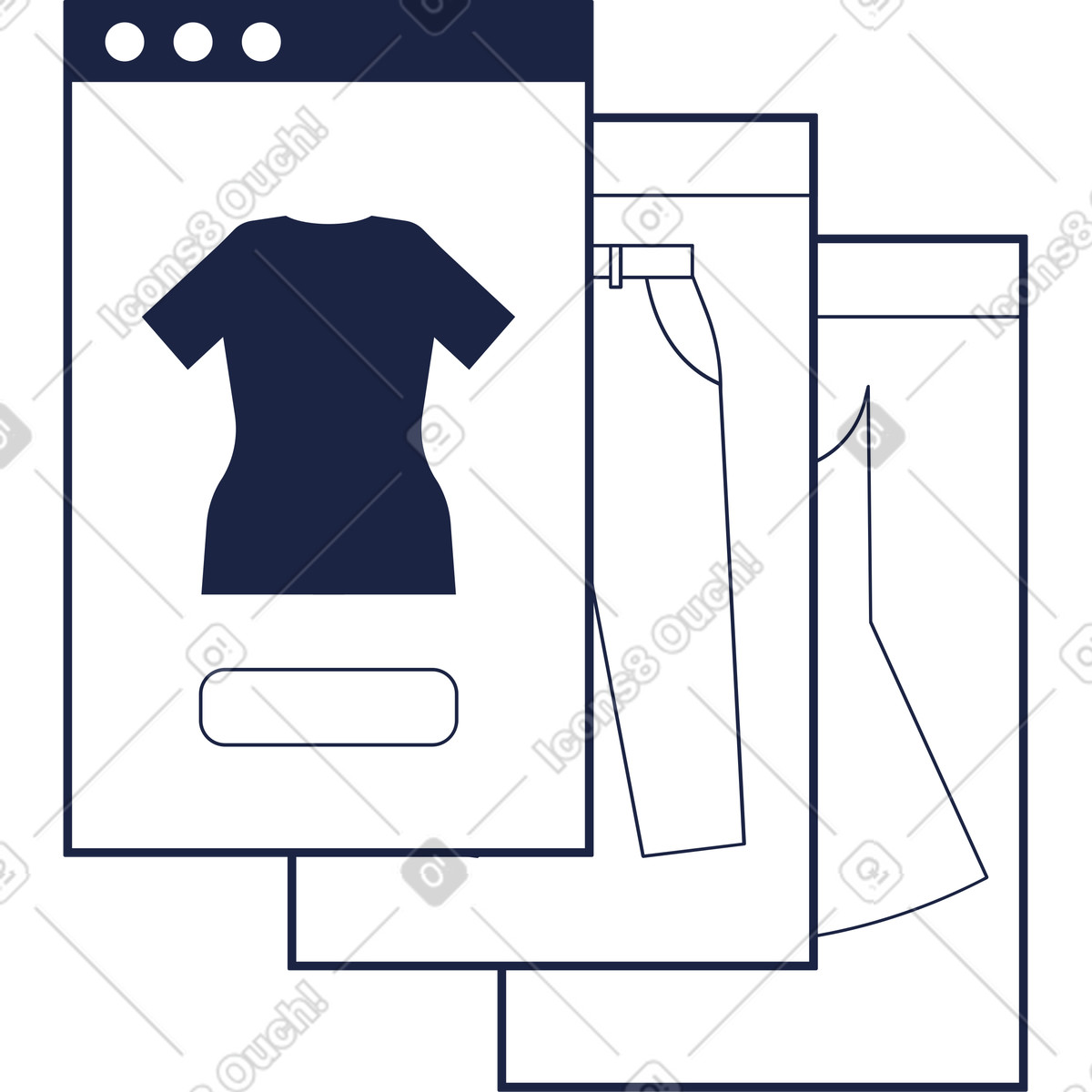 Interface of online clothing store illustration in Urban Line style download in PNG, SVG