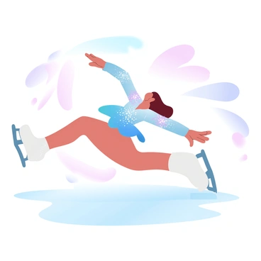 A figure skater showcasing intricate footwork in a colorful costume on the ice.