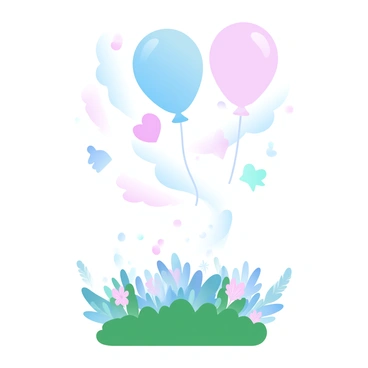 A vibrant landscape depicting an upside-down world with lush greenery and colorful flowers covering the ground above. Floating upwards are various "feedback icons" resembling balloons, each icon is a distinct color and shape. The balloons vary in size, creating a whimsical atmosphere. Some icons are heart shapes, others are thumbs-up symbols, and some resemble stars, all drifting gently in the air. In this surreal scene, the sky is filled with gradient pastel colors that transition smoothly from one hue to another, enhancing the dreamlike quality of the image.