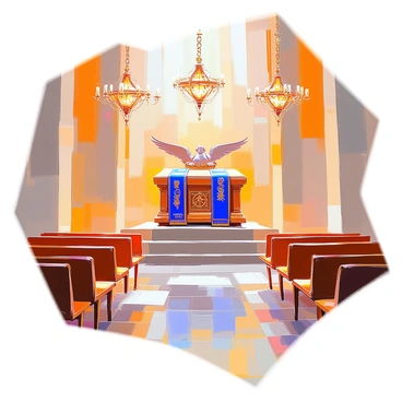 A beautifully decorated Ark of the Covenant inside a synagogue