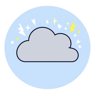 A whimsical cloud with visible sparks, representing static charge gathered from friction