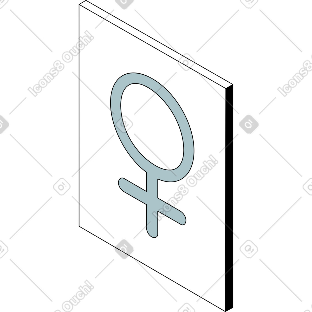 Plakat mit einem venussymbol-Illustration im Isometric-Stil als Download in PNG, SVG