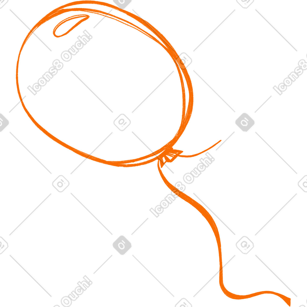 Иллюстрация Orange balloon on ribbon в стиле Biro — скачать в форматах PNG, SVG