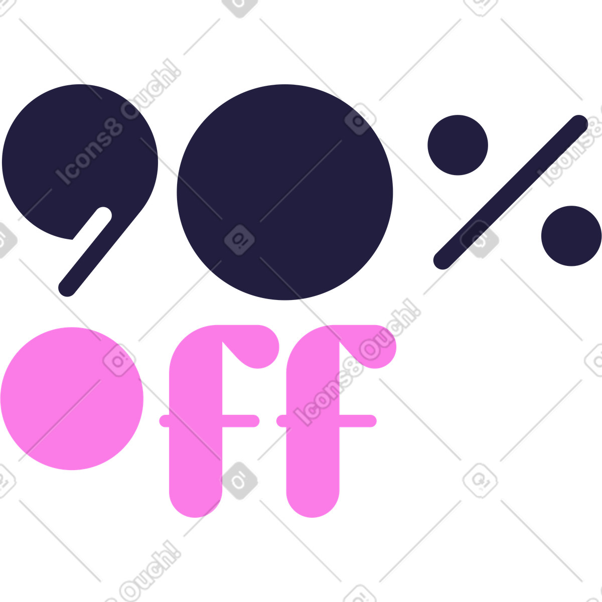 Novanta per cento di sconto illustrazione in stile Mellow scarica in PNG, SVG