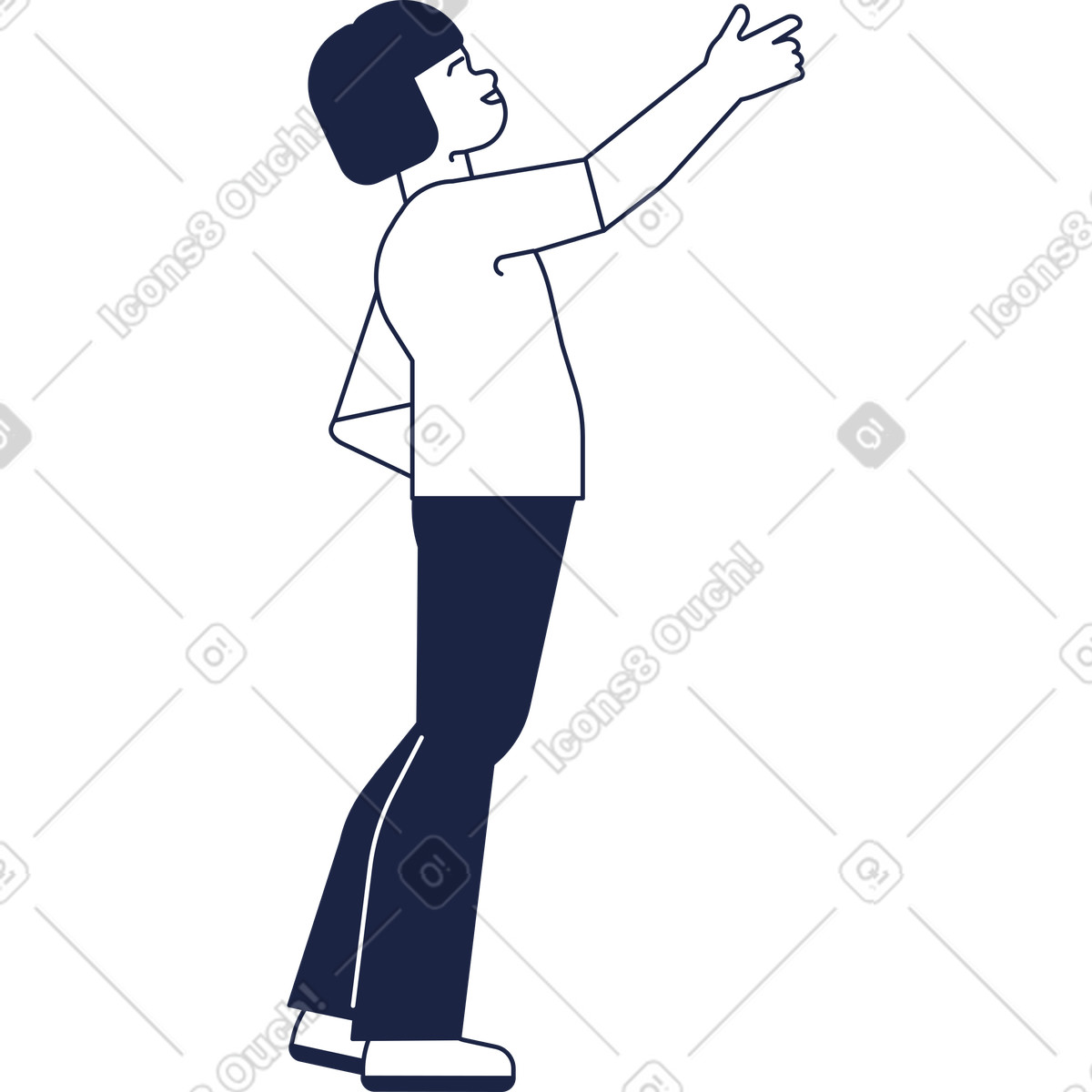 Ilustración Chica señala con la mano en estilo Urban Line a descargar en PNG y SVG