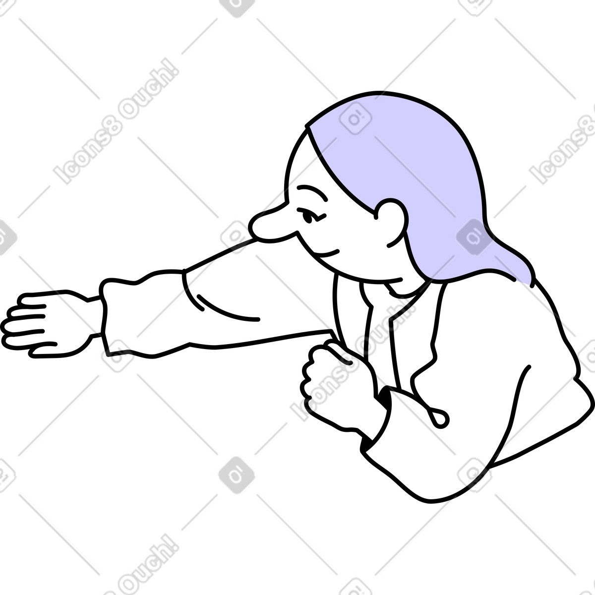 Illustration Femme tendant la main vers l'avant dans le style Notes à télécharger aux formats PNG, SVG