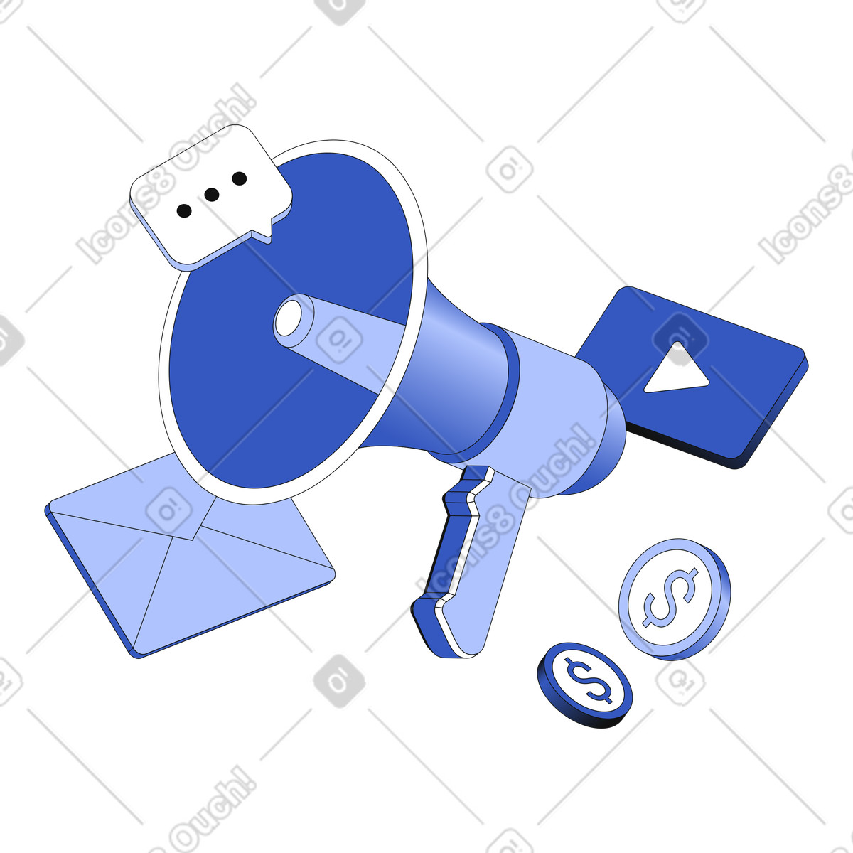 Megaphone for digital marketing campaigns illustration in PNG, SVG
