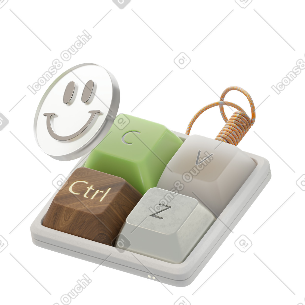 Illustration animée Tirette de fermeture éclair en forme clavier dans le style 3D Modern à télécharger aux formats GIF, Lottie (JSON), AE