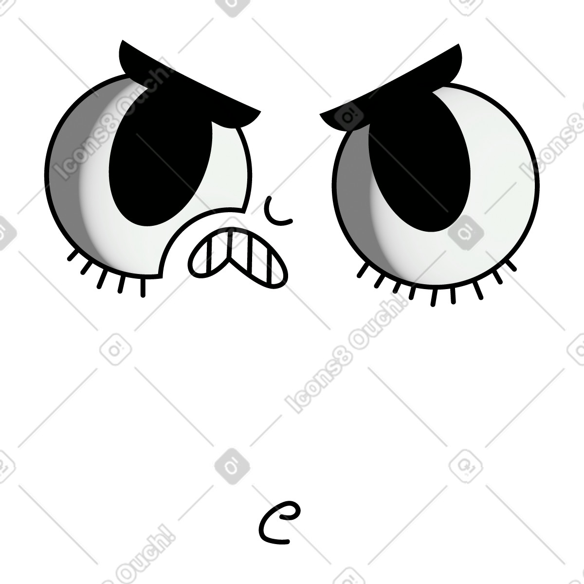 Illustration Expression faciale agressive en colère dans le style Cartoony à télécharger aux formats PNG, SVG
