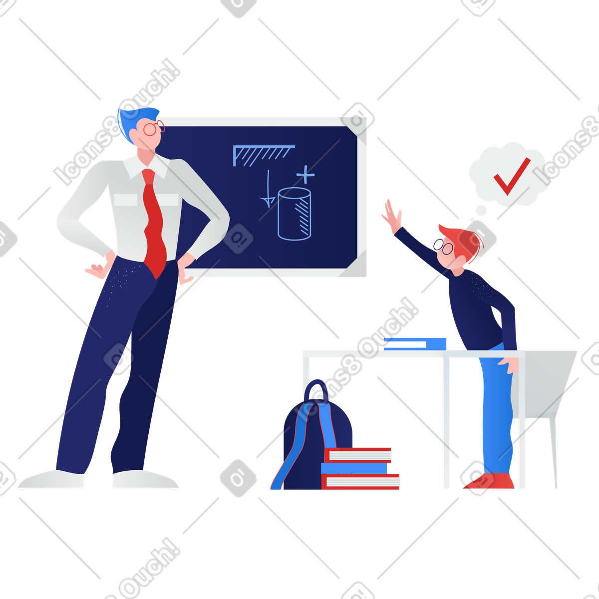 The right answer illustration teaching clipart for educators in PNG