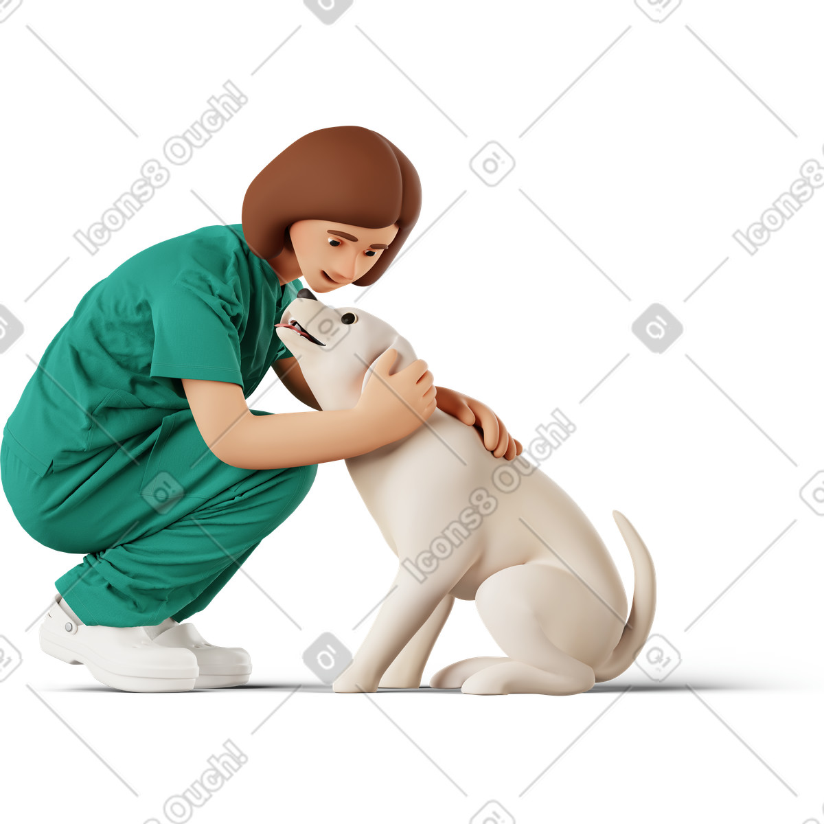 Female veterinarian with dog illustration animal clipart free vector PNG download