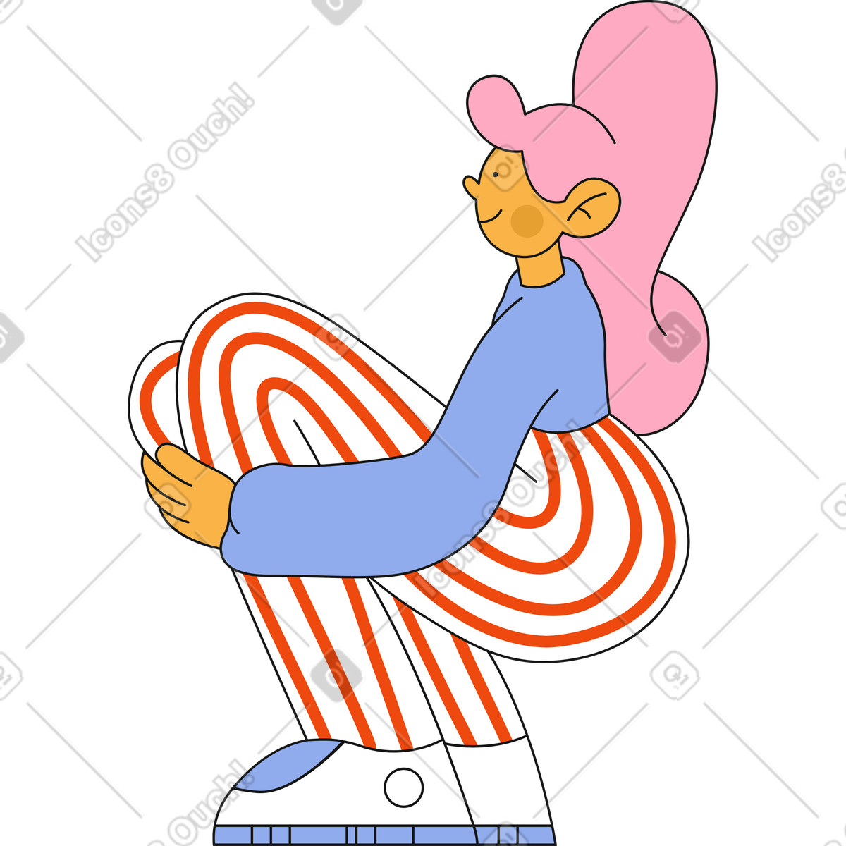 Ilustração de Menina sentada abraçando os joelhos em no estilo Bloom para baixar em PNG, SVG