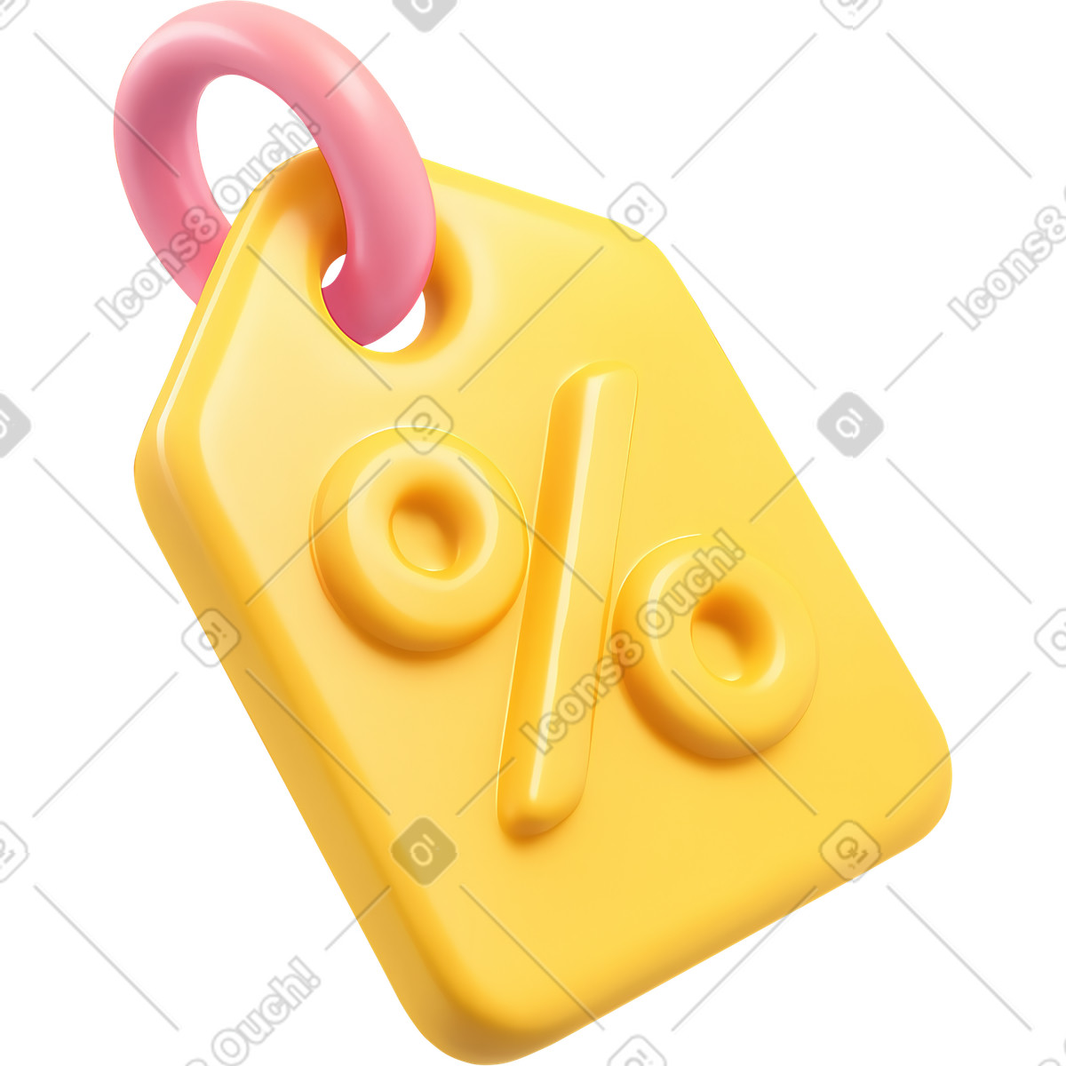 下载 3D Cutie 风格的 带百分号的塑料价格标签 插画，支持 PNG、SVG 格式