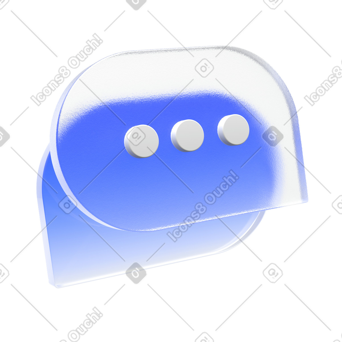 Chat message bubble icon, Blue speech with dots, Customer support illustration in 3D Enterprise style download in PNG, SVG