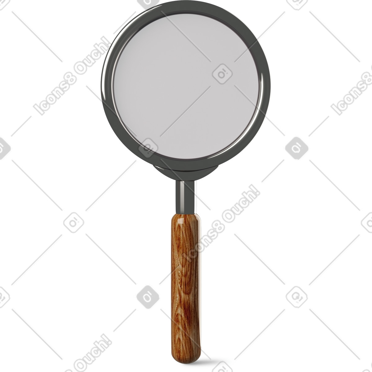 Illustration Magnifier with wooden handle standing dans le style 3D Business à télécharger aux formats PNG, SVG