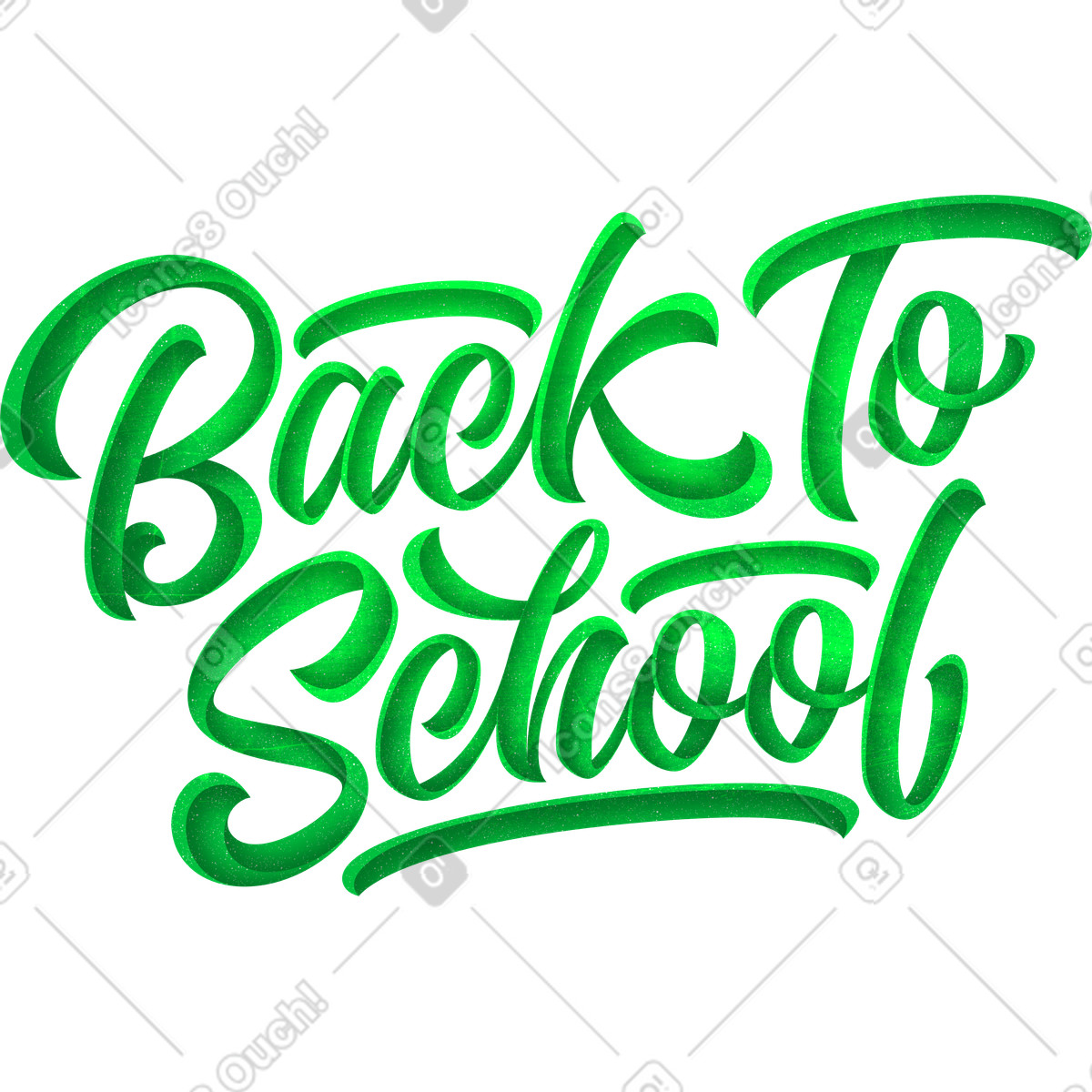 Lettering back to school with shadows and green texture text illustration in style download in PNG, SVG