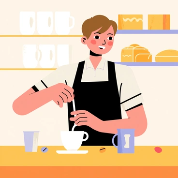 A barista skillfully pouring latte art into a cup of coffee