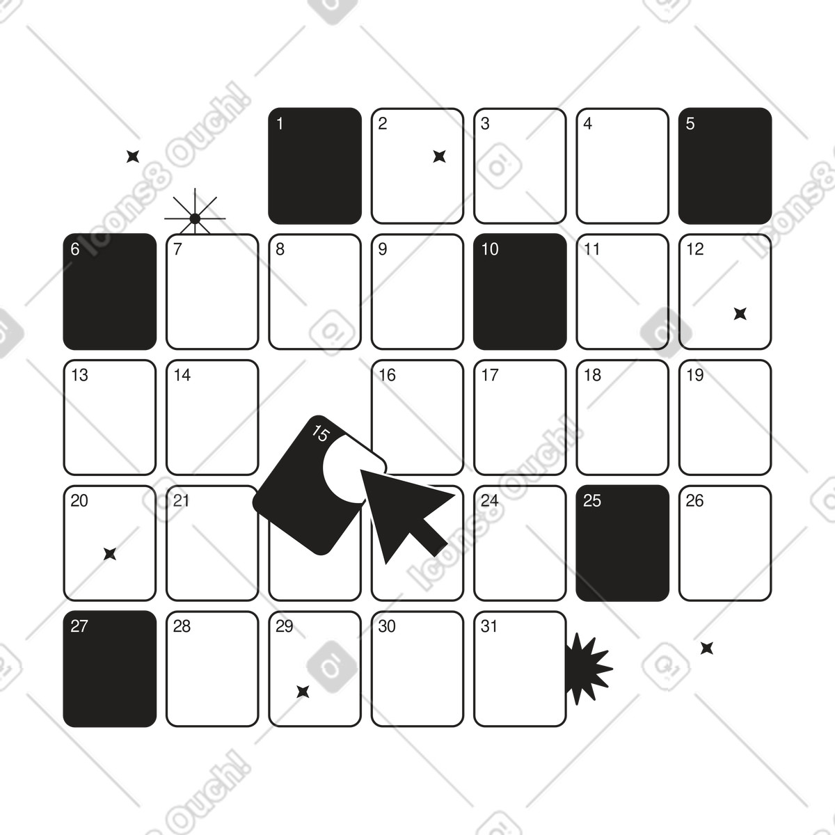 Ilustração de Calendário com dias marcados em no estilo Tokyo para baixar em PNG, SVG
