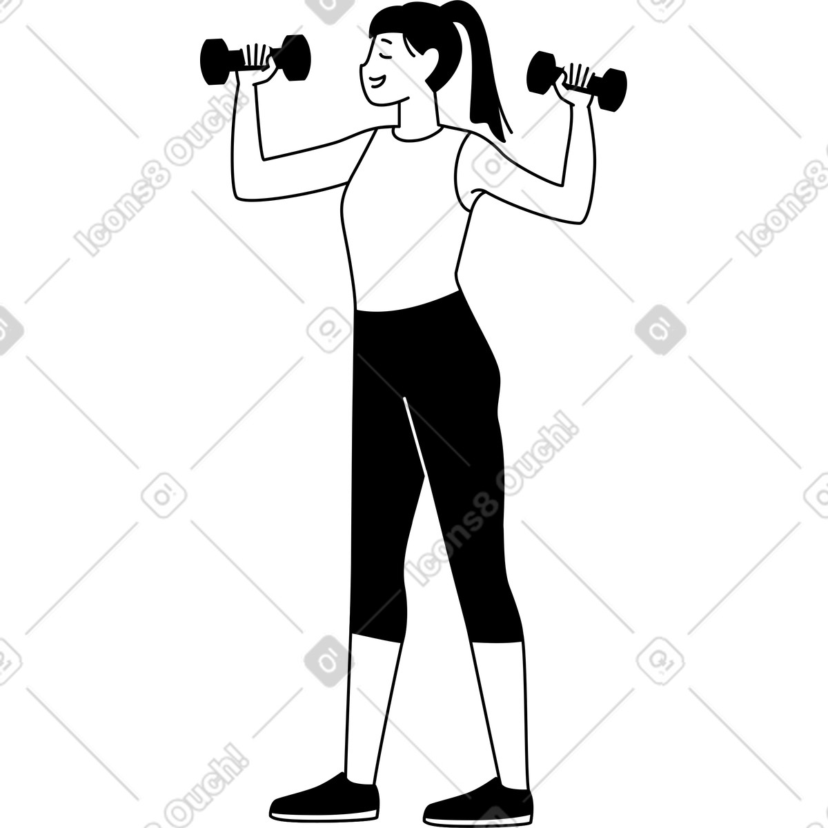 下载 Weekday 风格的 拿着哑铃的女人 插画，支持 PNG、SVG 格式
