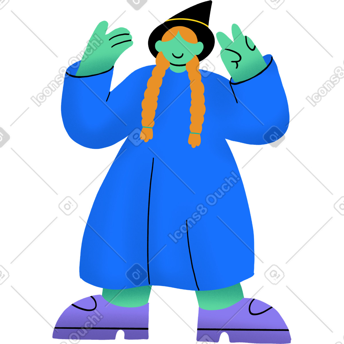 下载 Bonny 风格的 Witch posing for a photo 插画，支持 PNG、SVG 格式