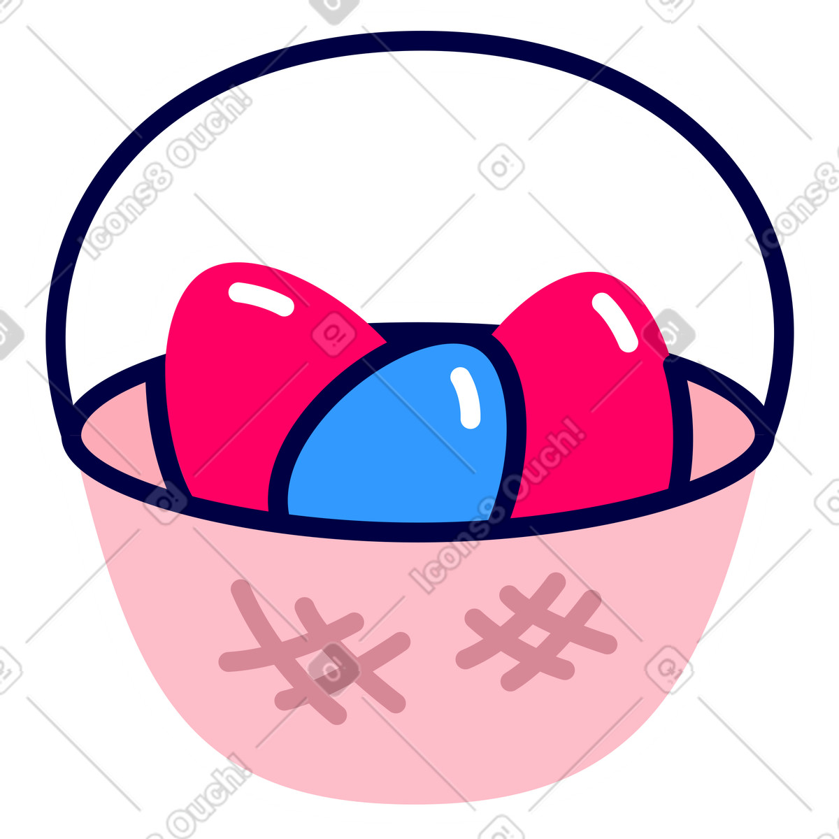 Rondy Stickers 스타일의 부활절 달걀 바구니 일러스트레이션 PNG, SVG 다운로드
