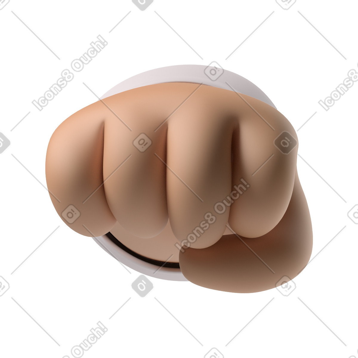 Ilustración Puño que se aproxima de una mano piel bronceada en estilo 3D Hands Fun&Wild a descargar en PNG y SVG