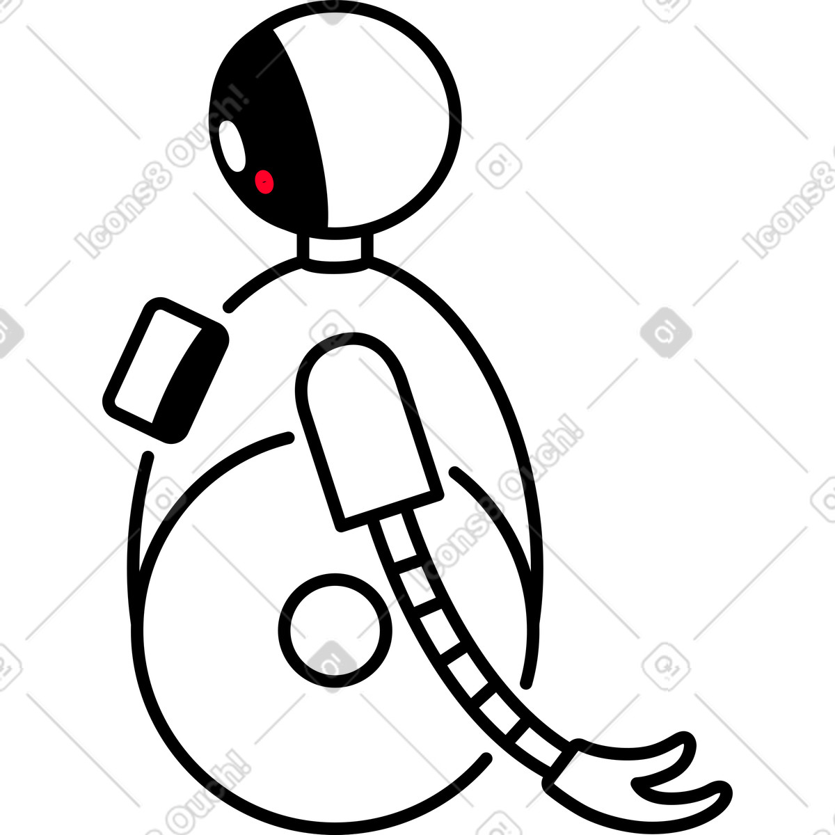 Broken robot illustration in Transistor style download in PNG, SVG