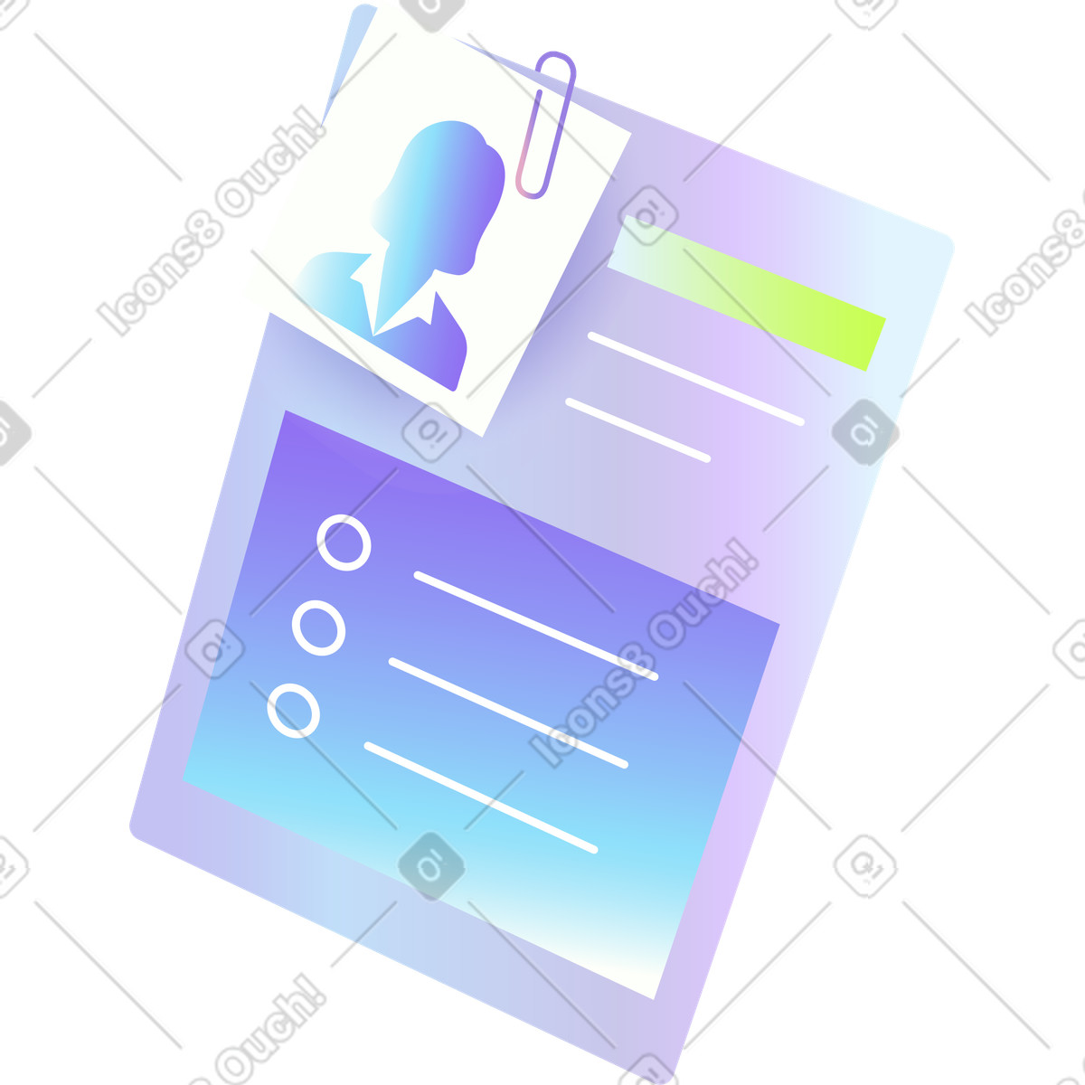Woman resume illustration in Isotech style download in PNG, SVG