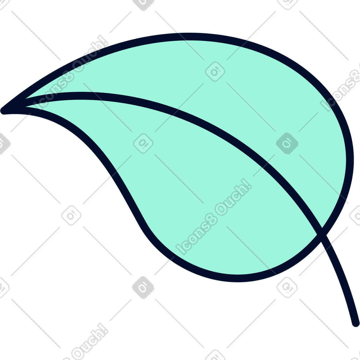 Tree leaf illustration in Teal style download in PNG, SVG