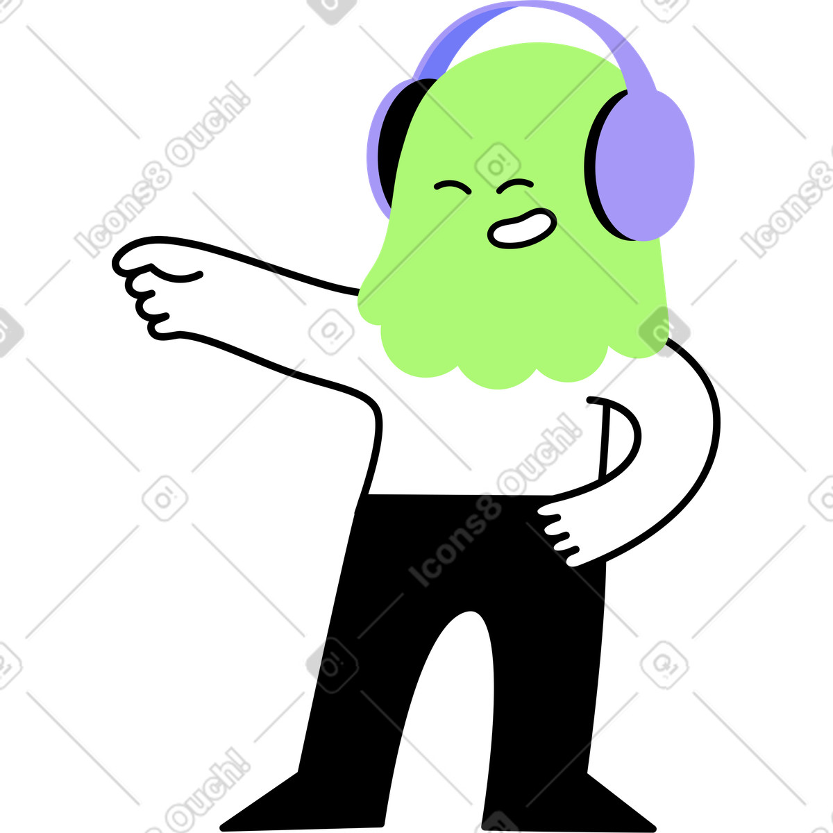 Ilustração de Personagem em fones ouvido no estilo Giggle para baixar PNG, SVG