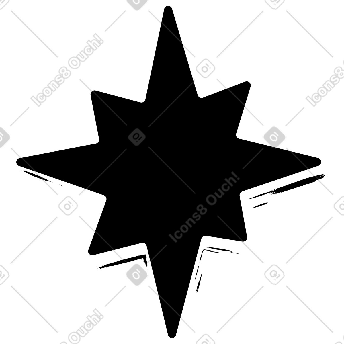 Black star illustration in Twirl style download in PNG, SVG