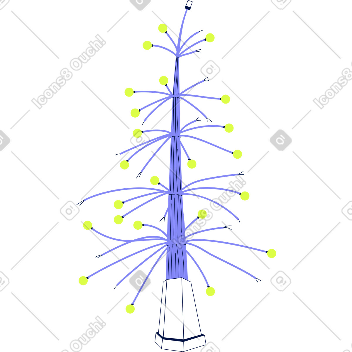 Weihnachtsbaum aus drähten-Illustration im Glow-Stil als Download in PNG, SVG