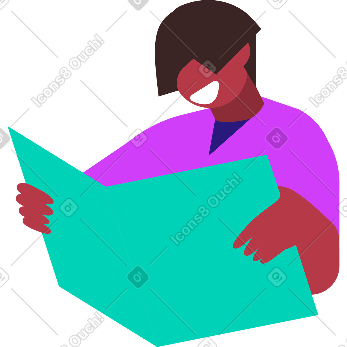 Woman reading magazine illustration in Basic style download in PNG, SVG
