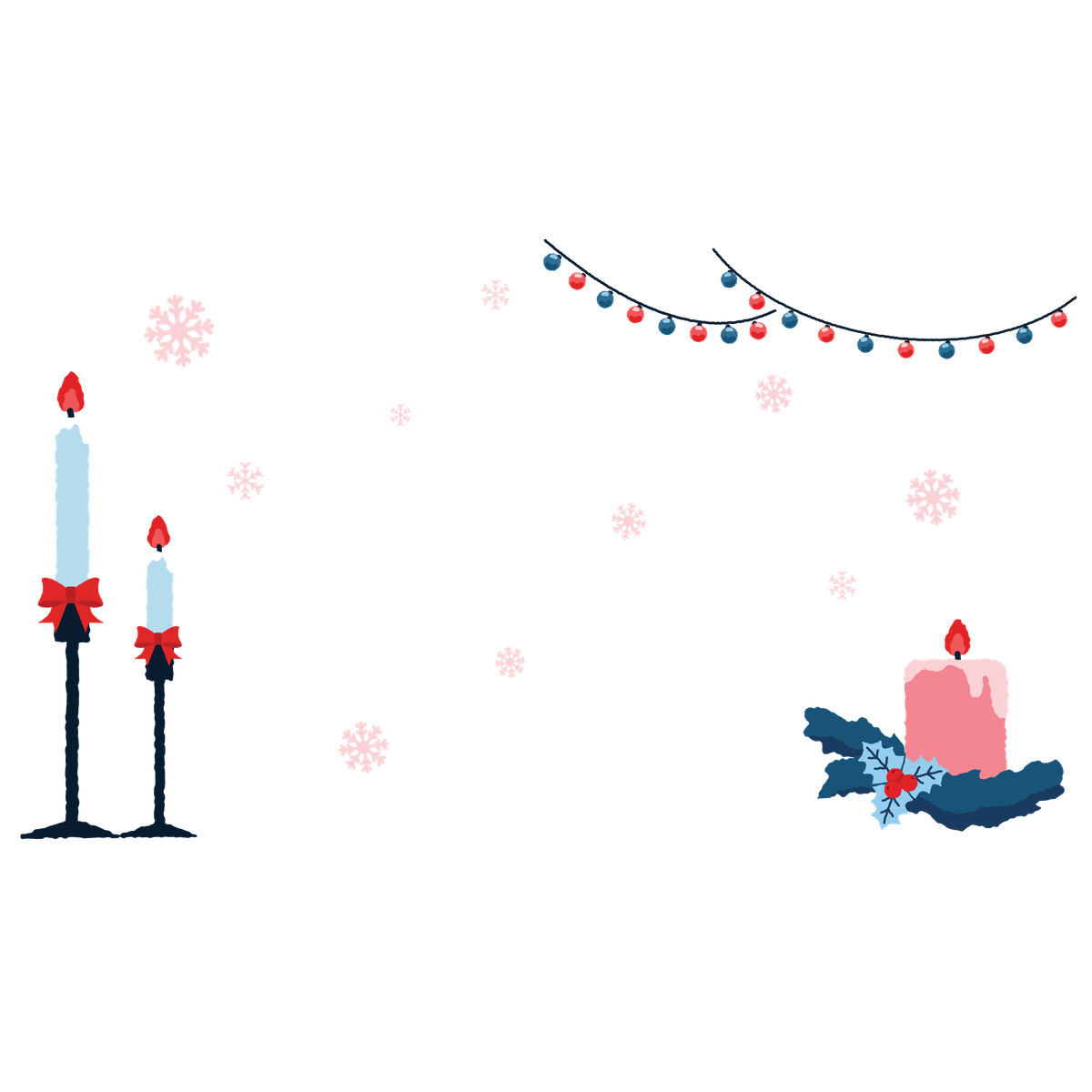 Background with candles and christmas garland illustration in Cherry style download in PNG, SVG