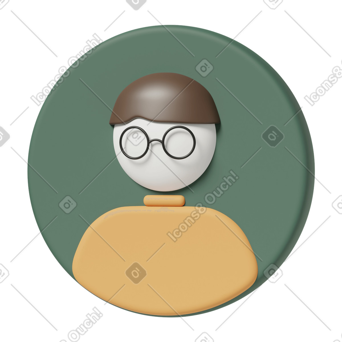 Profile picture of person in glasses and orange shirt illustration 3D Casual life style download PNG, SVG