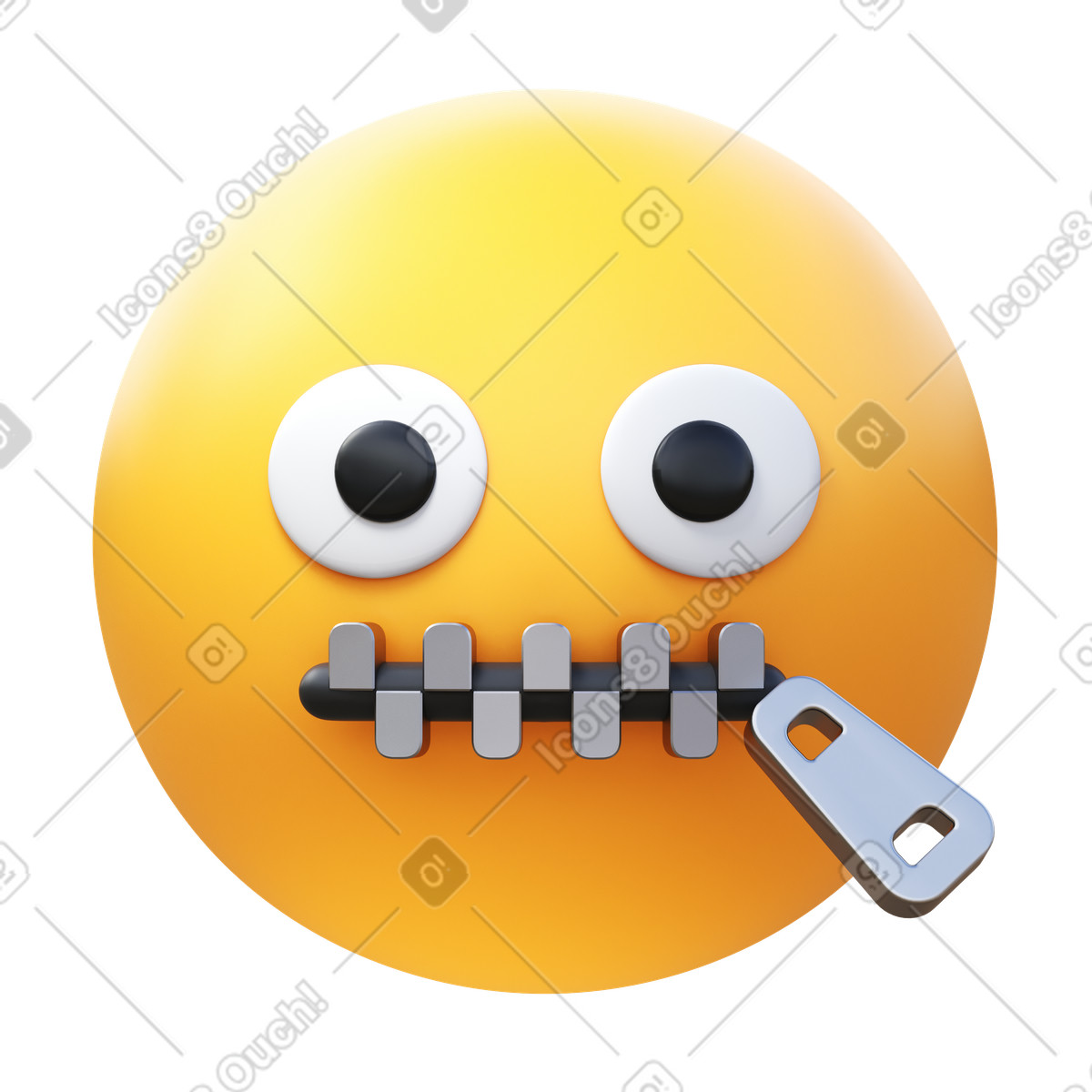 Иллюстрация Zipper mouth face в стиле 3D Fluency — скачать в форматах PNG, SVG